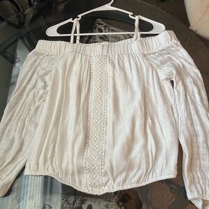 BCX Cream Textured off the shoulder top with straps size medium